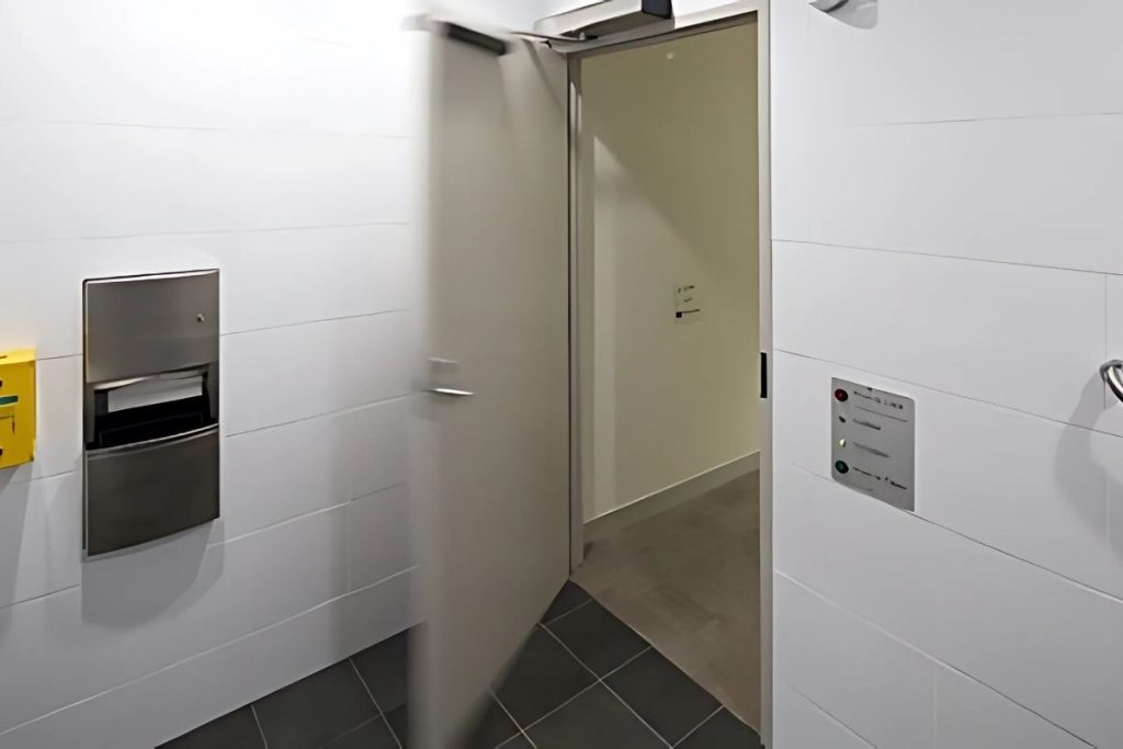 Disabled access doors, inverse swing.