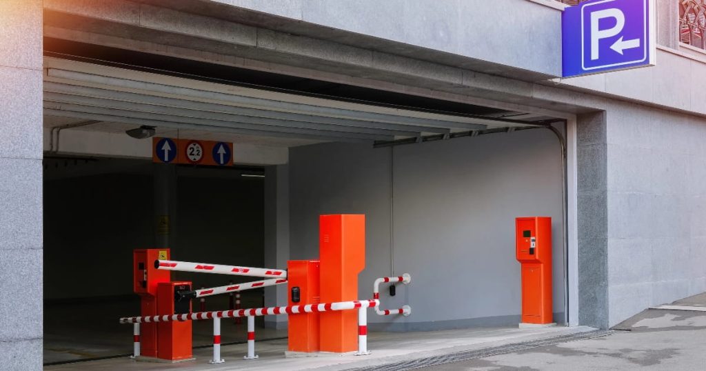 Automatic boom gate at the entrance of a car park in Western Australia.